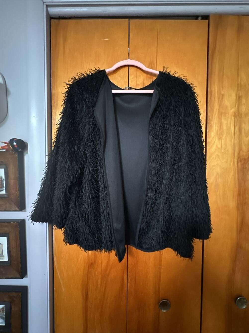 LuLaRoe Elegant Stella Bolero Jacket Size 3XL Black Fringe Shag